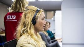 Student taking IELTS in a test centre