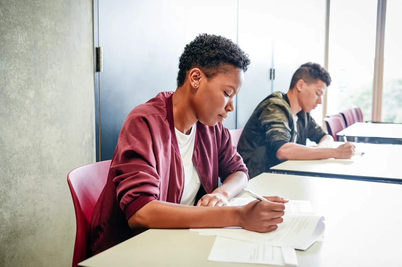 Test takers giving IELTS exam at an exam center