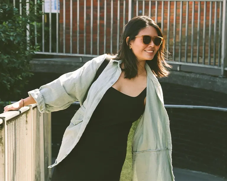 Young woman enjoying a walk outdoors